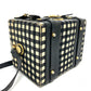 Gianni Versace Medusa Gingham Check Vintage Bag Shoulder Bag Vanity Bag Leather/Canvas Women's Black x White