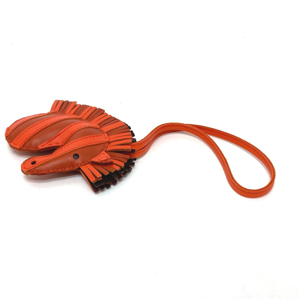 HERMES Zebra GG Savannah Strap Bag Charm by Anjo Milo Women's Cornelian/Orange Poppy/Rouge Serie Orange