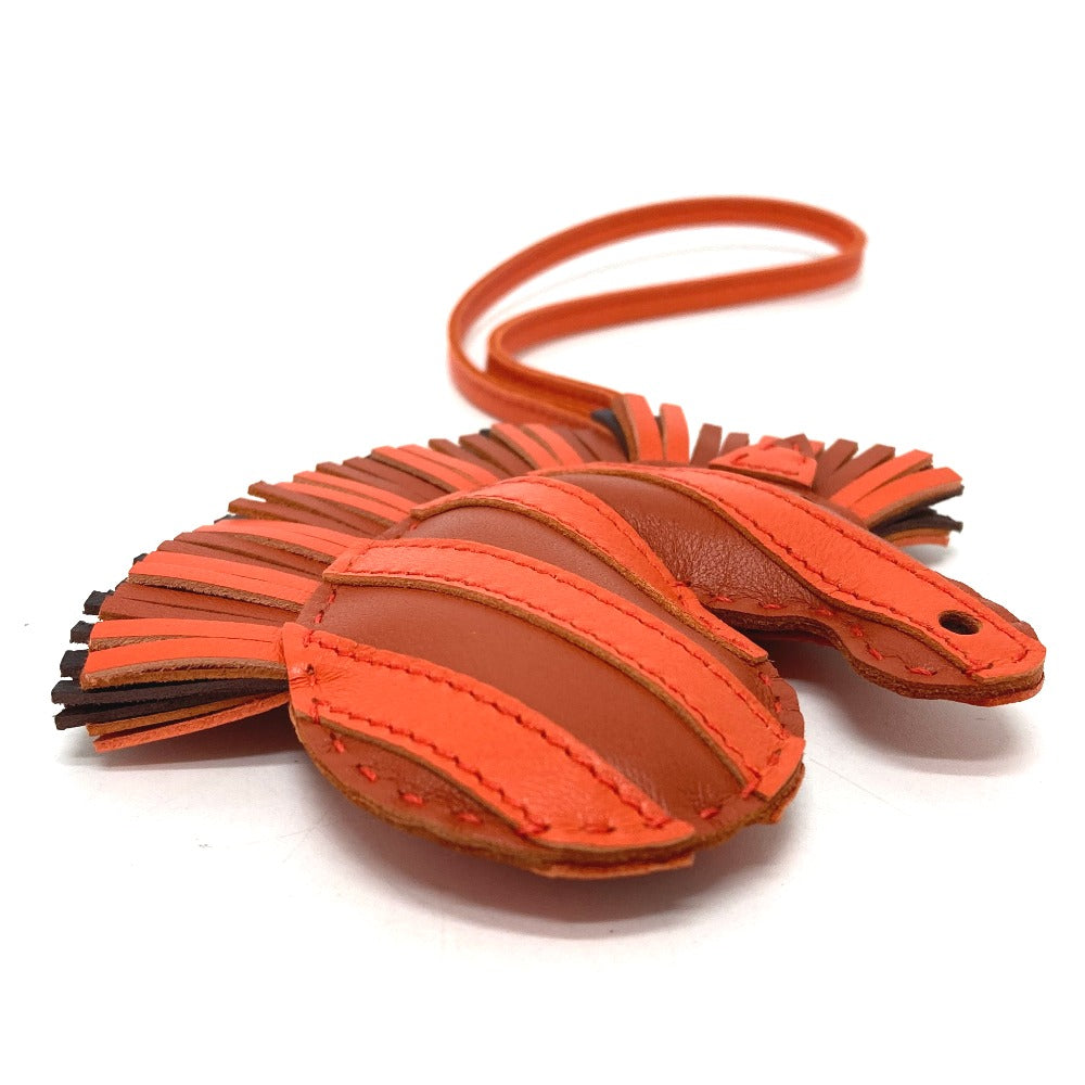 HERMES Zebra GG Savannah Strap Bag Charm by Anjo Milo Women's Cornelian/Orange Poppy/Rouge Serie Orange