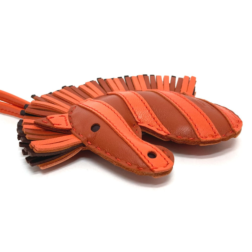 HERMES Zebra GG Savannah Strap Bag Charm by Anjo Milo Women's Cornelian/Orange Poppy/Rouge Serie Orange