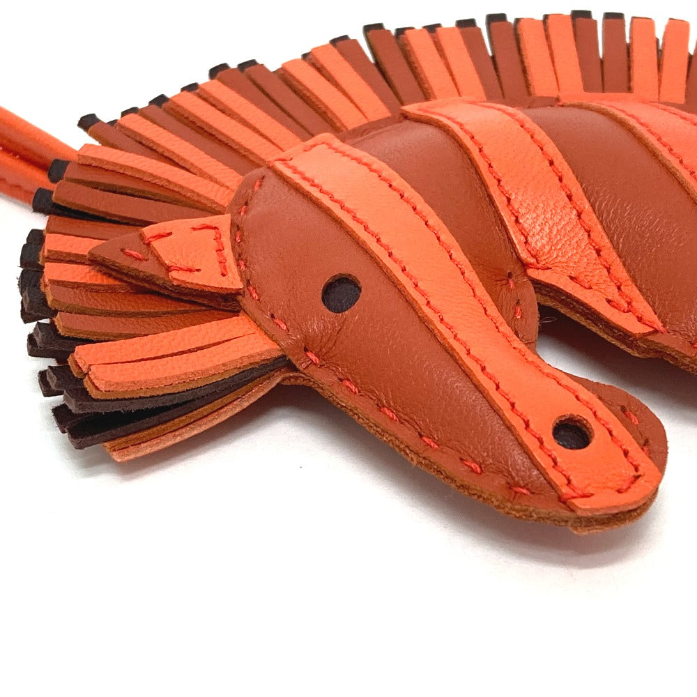 HERMES Zebra GG Savannah Strap Bag Charm by Anjo Milo Women's Cornelian/Orange Poppy/Rouge Serie Orange