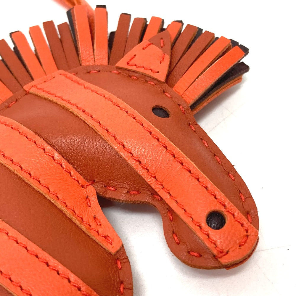 HERMES Zebra GG Savannah Strap Bag Charm by Anjo Milo Women's Cornelian/Orange Poppy/Rouge Serie Orange