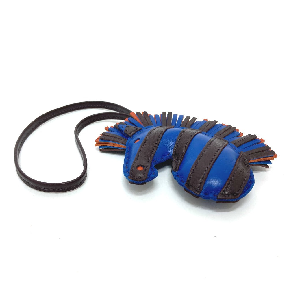 HERMES Zebra GG Savannah Strap Bag Charm by Anjou Milo Women's Blue France/Rouge Serie/Terre Bateau Blue