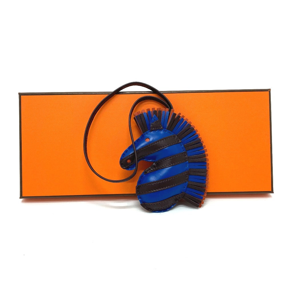 HERMES Zebra GG Savannah Strap Bag Charm by Anjou Milo Women's Blue France/Rouge Serie/Terre Bateau Blue