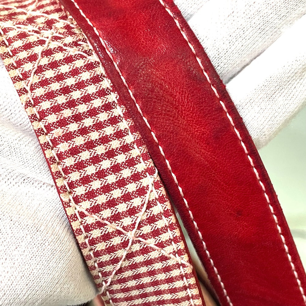 CHANEL CCココマーク マトラッセ ギンガムチェック カバン 肩掛け トートバッグ ショルダーバッグ キャンバス レディース レッド×ホワイト