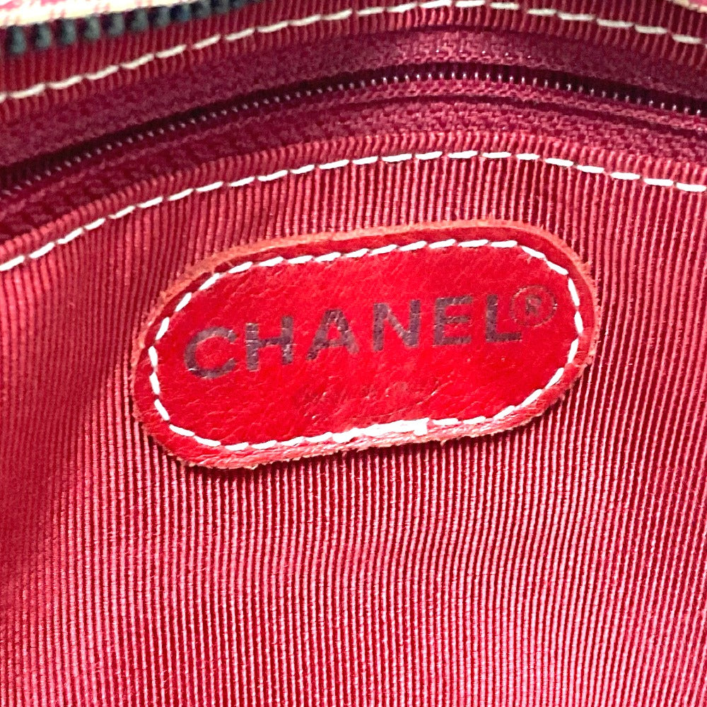 CHANEL CCココマーク マトラッセ ギンガムチェック カバン 肩掛け トートバッグ ショルダーバッグ キャンバス レディース レッド×ホワイト