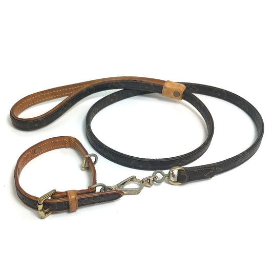 LOUIS VUITTON M58072-M58056 Monogram Collier Baxter/Less Baxter MM Collar for Small Dogs, Monogram Canvas, Unisex, Brown
