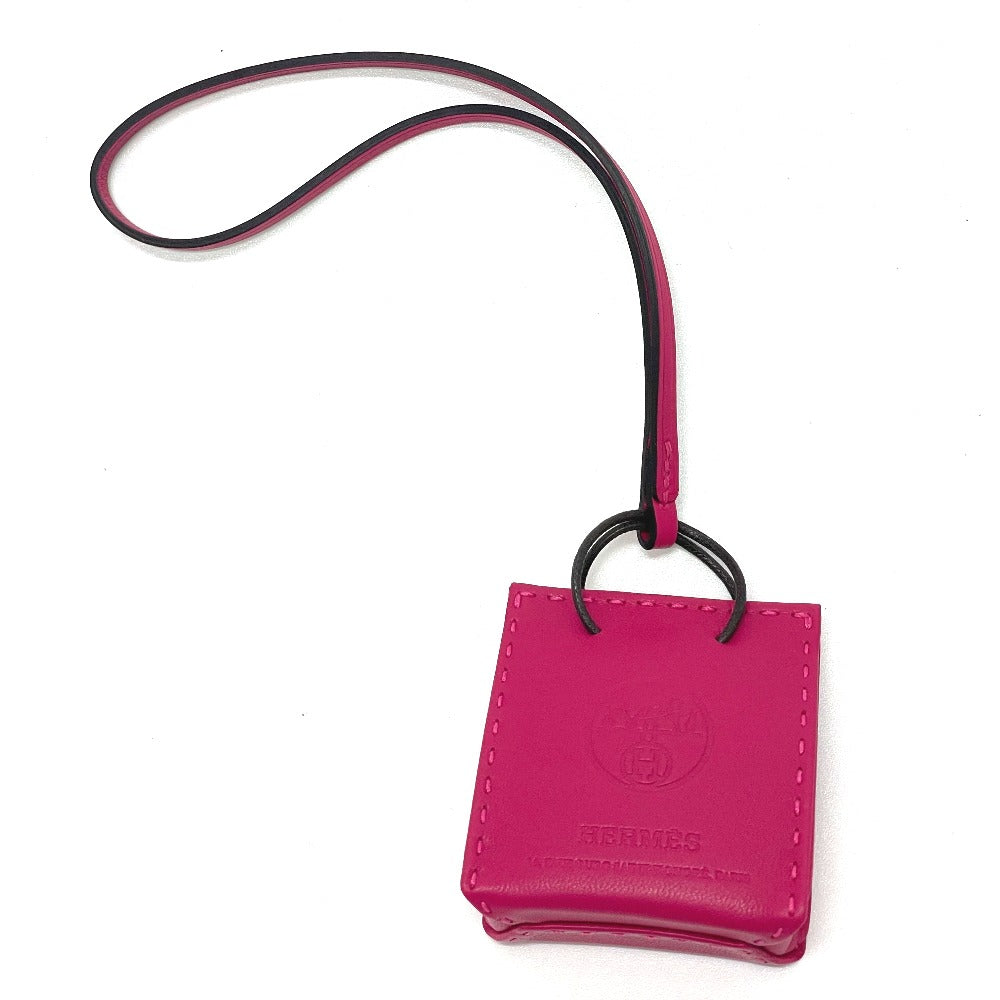 HERMES Shopper Sac Orange Bag Accessory Bag Charm Anjo Miro Women's Rose Mexico