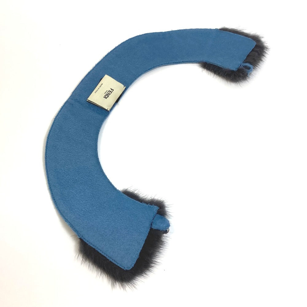FENDI Attached Collar, Fashion Accessory, Fur, Apparel, Cashmere, Women's, Blue x Gray