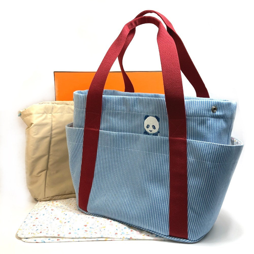 HERMES Panda Passpass Diaper Bag, Bag-in-Bag, Tote Bag, Canvas, Women's, Blue, Blue x Red