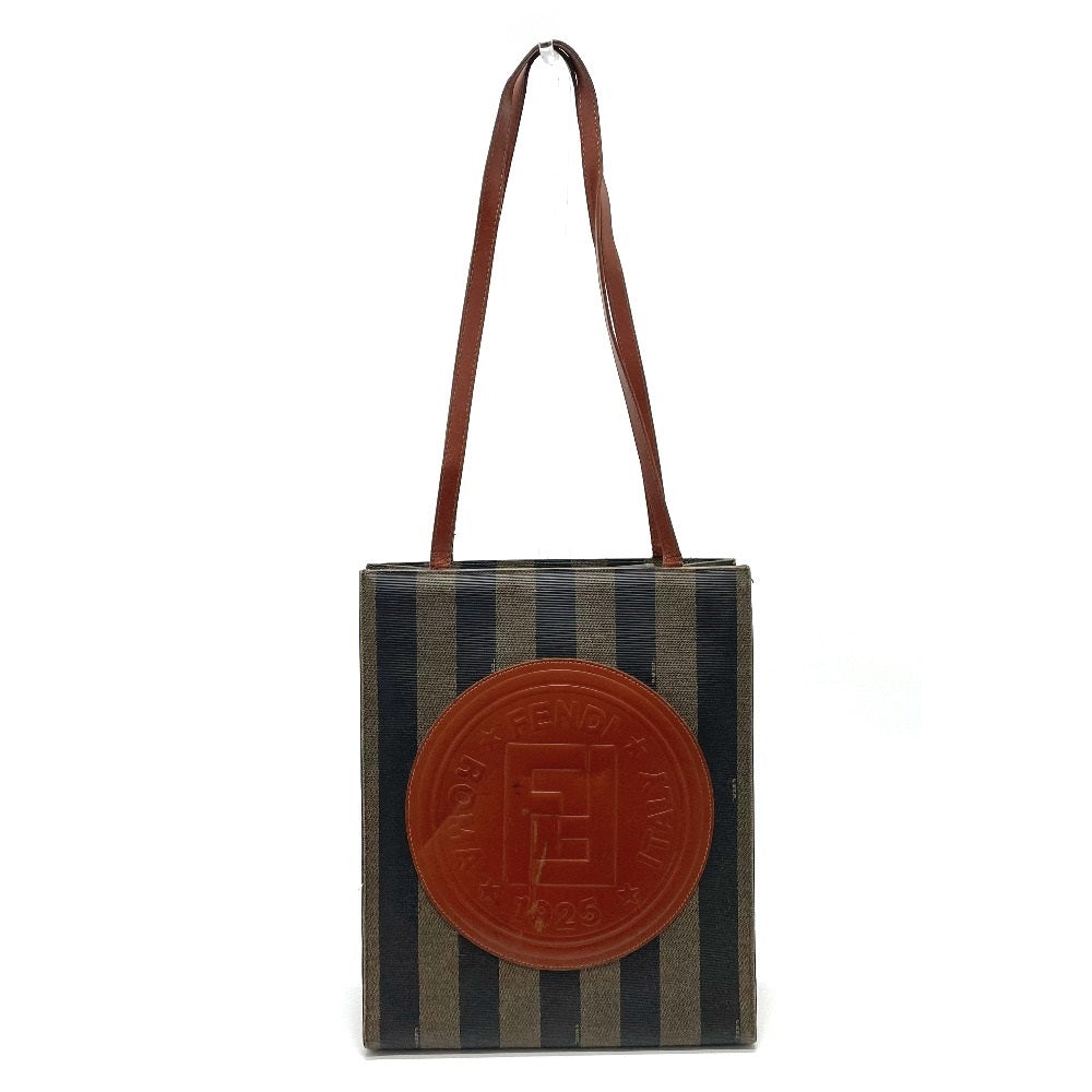 FENDI Pecan FF Logo Tote Bag, Shoulder Bag, PVC/Leather, Women's, Brown