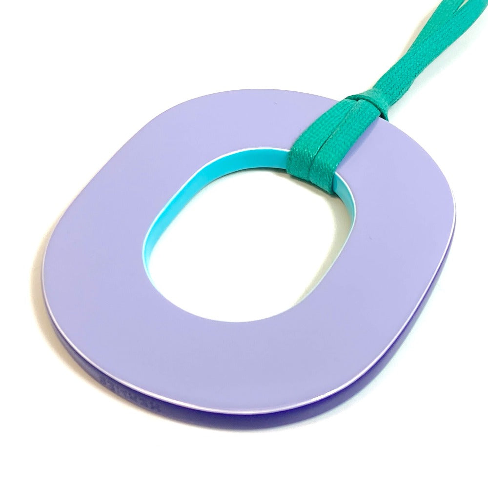 HERMES Issum Pigment GM Wood Pendant Necklace, Lacquer, Women's, Curacao/Palm/Blue, Green and Purple