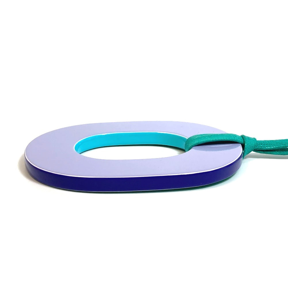 HERMES Issum Pigment GM Wood Pendant Necklace, Lacquer, Women's, Curacao/Palm/Blue, Green and Purple