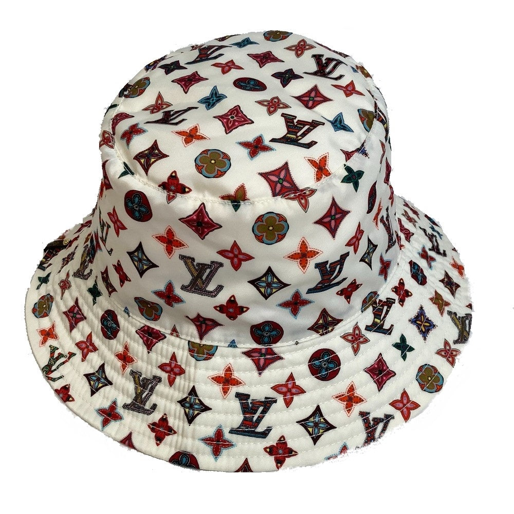 LOUIS VUITTON M76718 Monogram Bob Lovely Glam Hat, Headwear, Nylon, Unisex, White x Multicolor