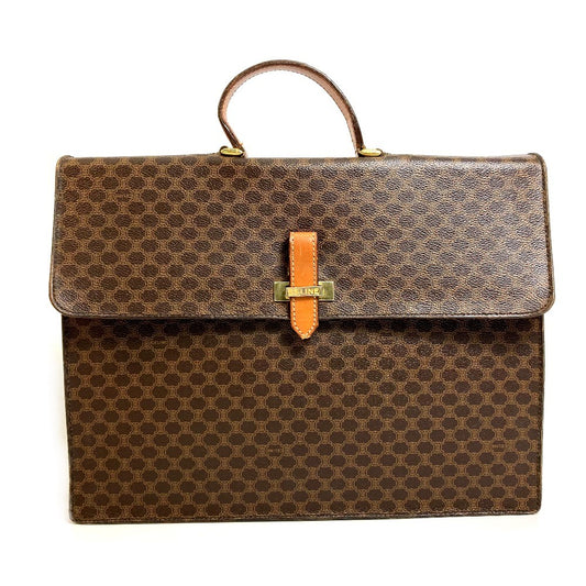 CELINE Macadam Vintage Handbag, Document Bag, Business Bag, PVC/Leather, Unisex, Brown