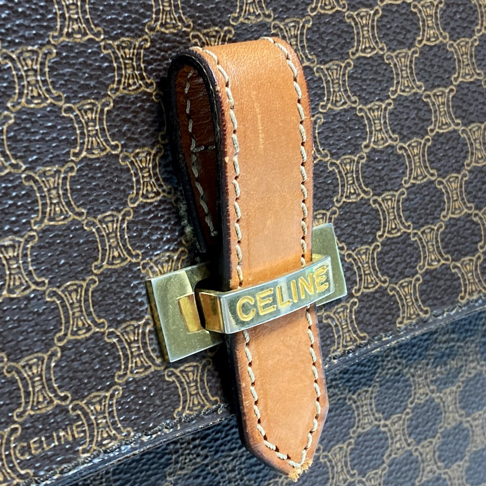 CELINE マカダム ヴィンテージ カバン ハンドバッグ 書類鞄 ビジネスバッグ PVC/レザー ユニセックス ブラウン