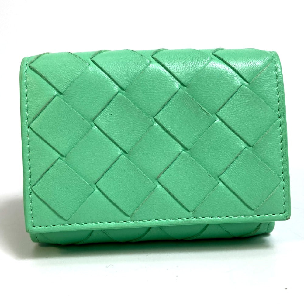 BOTTEGA VENETA 667036 イントレチャート タイニー 三つ折りウォレット 3つ折り財布 カーフレザー レディース グリーン系
