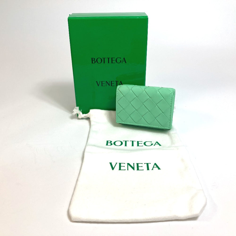 BOTTEGA VENETA 667036 イントレチャート タイニー 三つ折りウォレット 3つ折り財布 カーフレザー レディース グリーン系