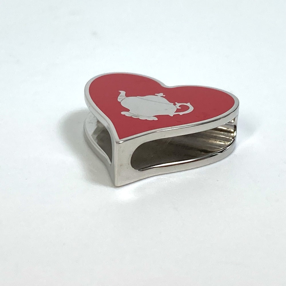 HERMES Heart Motif Tea Time Twilly Ring, Scarf Ring, Metal, Women's, Red
