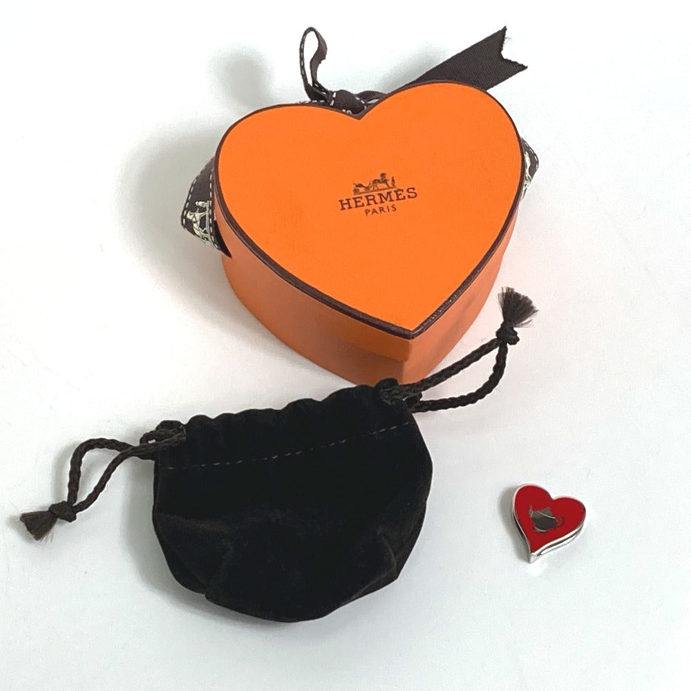 HERMES Heart Motif Tea Time Twilly Ring, Scarf Ring, Metal, Women's, Red
