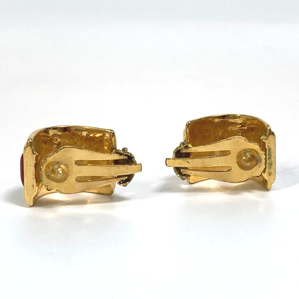 HERMES Cloisonné Enamel/Accessories Vintage/Earrings GP Women's Red x Gold