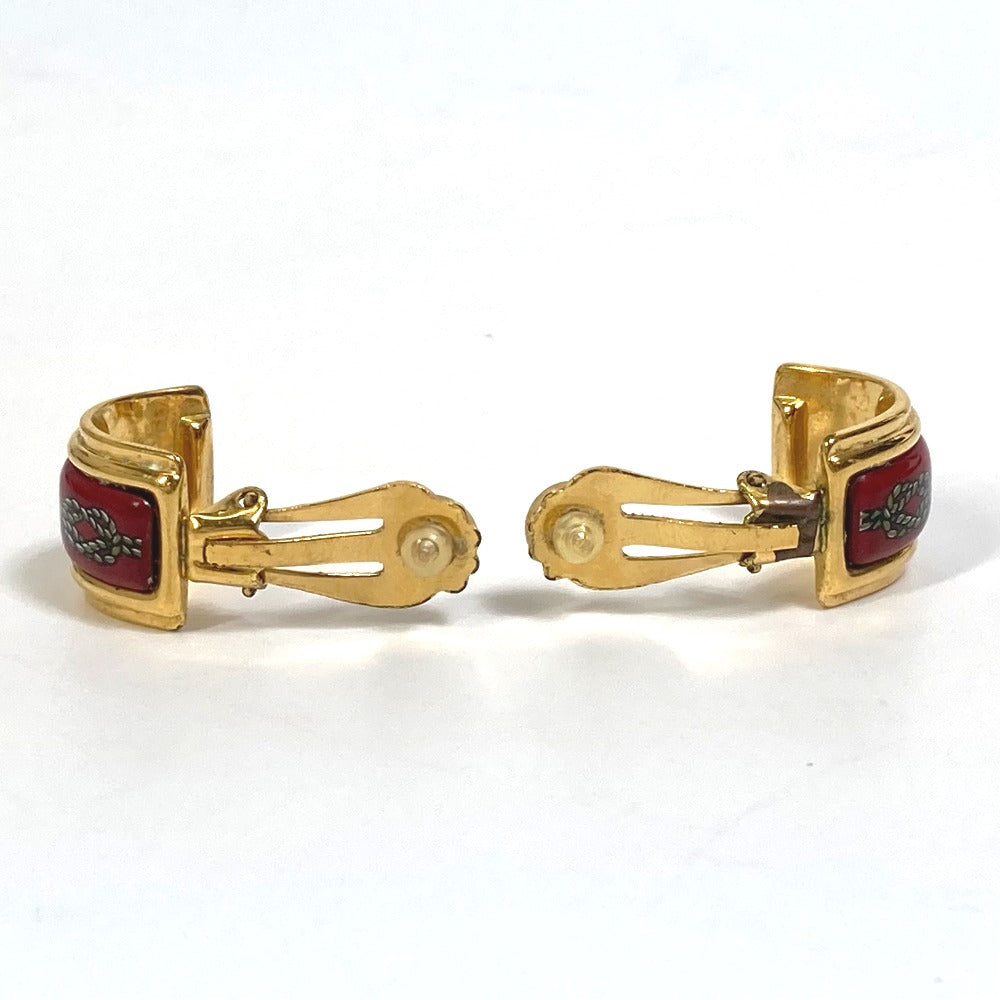 HERMES Cloisonné Enamel/Accessories Vintage/Earrings GP Women's Red x Gold