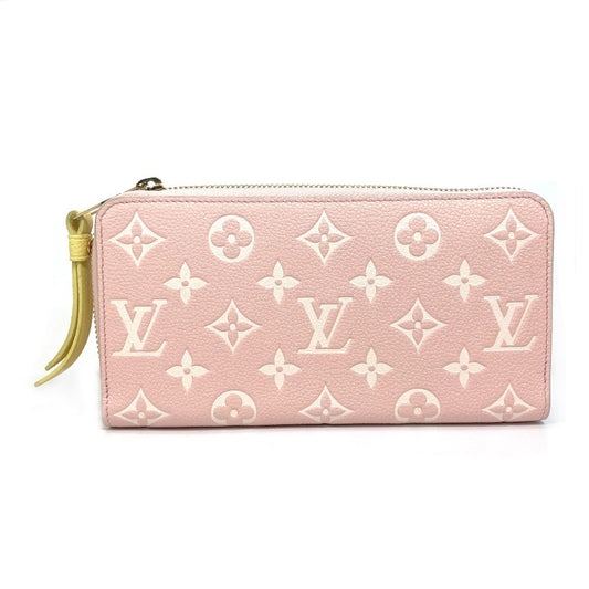 LOUIS VUITTON M81279 Monogram Empreinte Zippy Wallet Round Zipper Long Wallet Monogram Empreinte Leather Women's Pink x Beige x Yellow