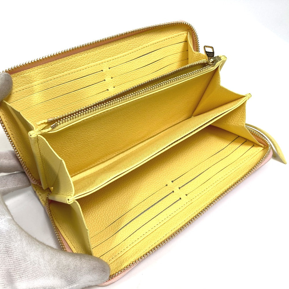 LOUIS VUITTON M81279 Monogram Empreinte Zippy Wallet Cremallera redonda Cartera larga Monogram Empreinte Cuero Mujer Rosa x Beige x Amarillo