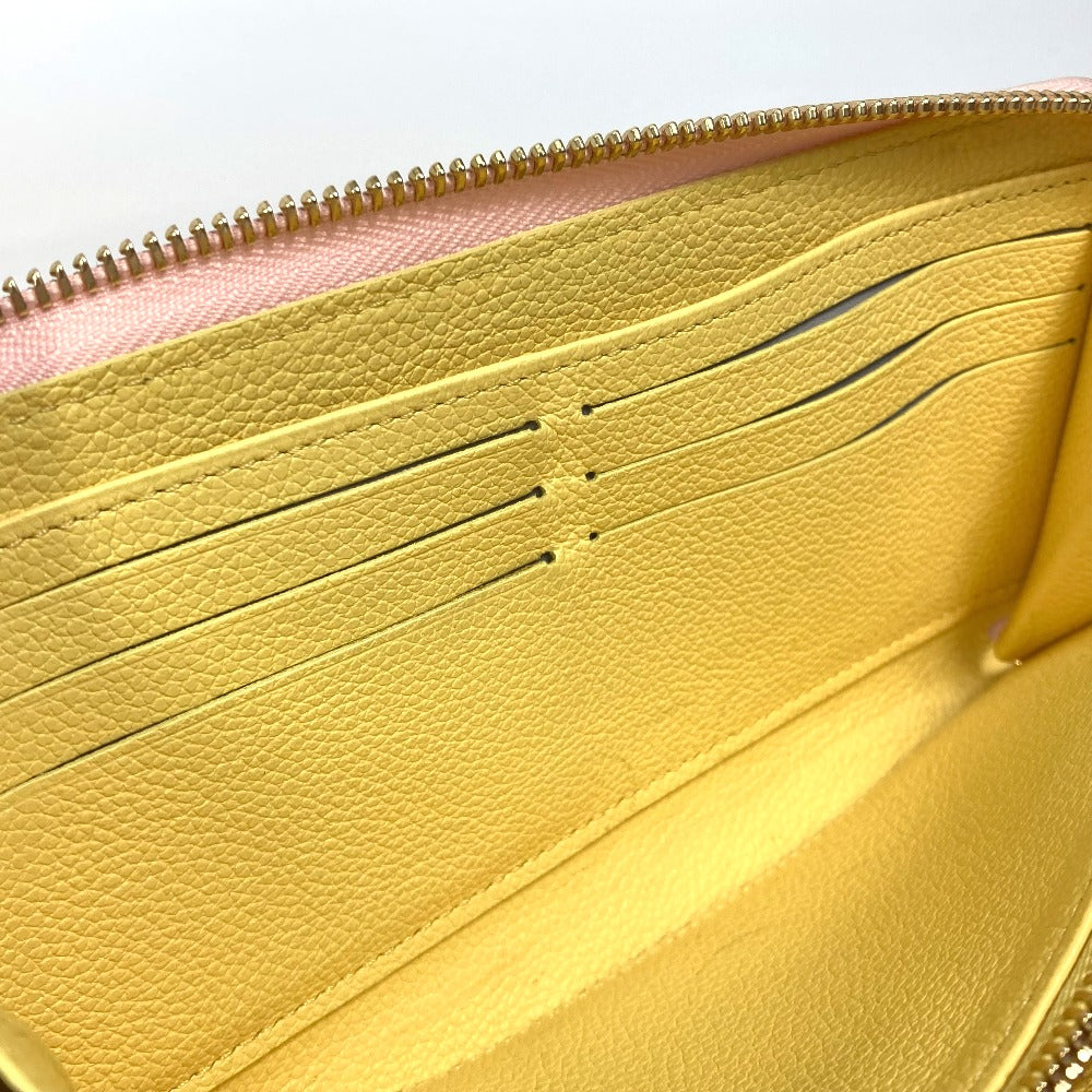 LOUIS VUITTON M81279 Monogram Empreinte Zippy Wallet Cremallera redonda Cartera larga Monogram Empreinte Cuero Mujer Rosa x Beige x Amarillo
