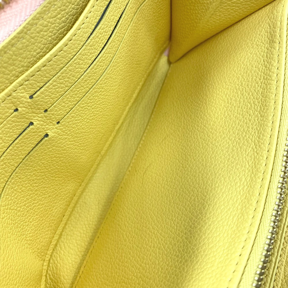 LOUIS VUITTON M81279 Monogram Empreinte Zippy Wallet Cremallera redonda Cartera larga Monogram Empreinte Cuero Mujer Rosa x Beige x Amarillo