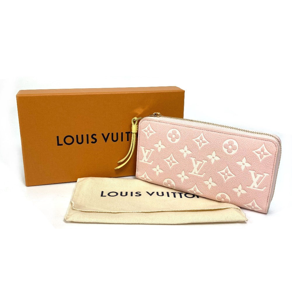 LOUIS VUITTON M81279 Monogram Empreinte Zippy Wallet Cremallera redonda Cartera larga Monogram Empreinte Cuero Mujer Rosa x Beige x Amarillo