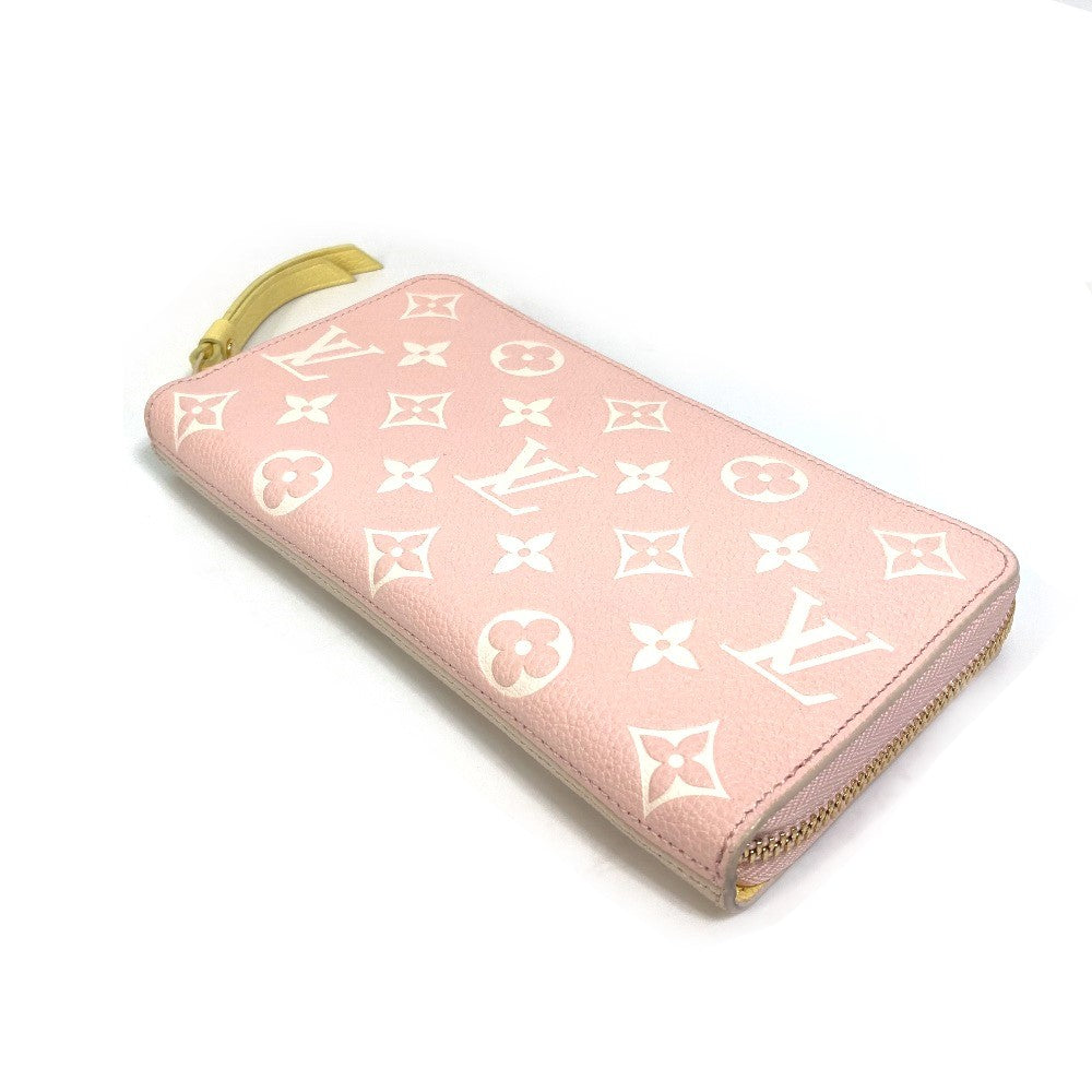LOUIS VUITTON M81279 Monogram Empreinte Zippy Wallet Cremallera redonda Cartera larga Monogram Empreinte Cuero Mujer Rosa x Beige x Amarillo