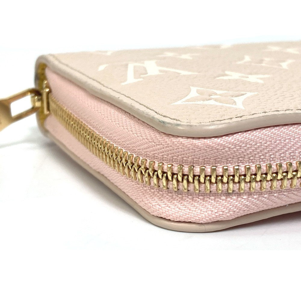 LOUIS VUITTON M81279 Monogram Empreinte Zippy Wallet Cremallera redonda Cartera larga Monogram Empreinte Cuero Mujer Rosa x Beige x Amarillo