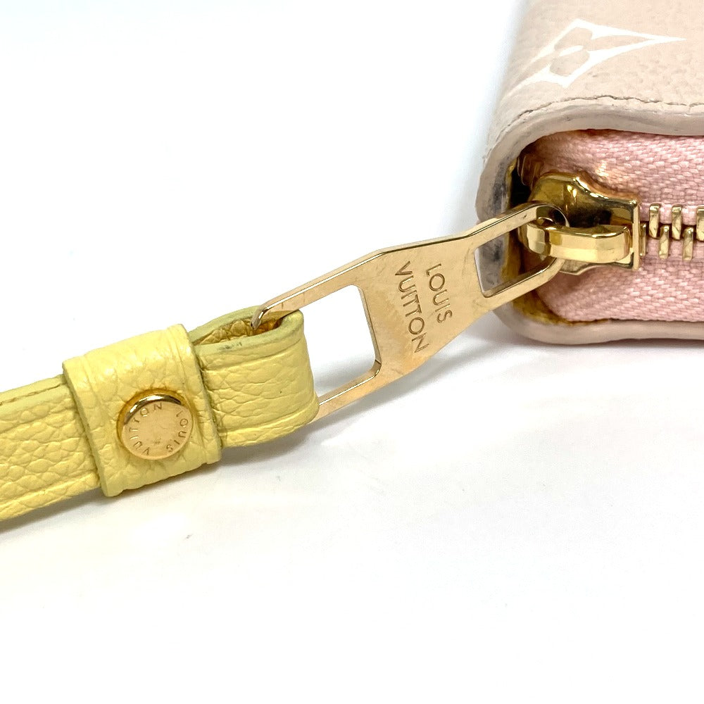 LOUIS VUITTON M81279 Monogram Empreinte Zippy Wallet Cremallera redonda Cartera larga Monogram Empreinte Cuero Mujer Rosa x Beige x Amarillo