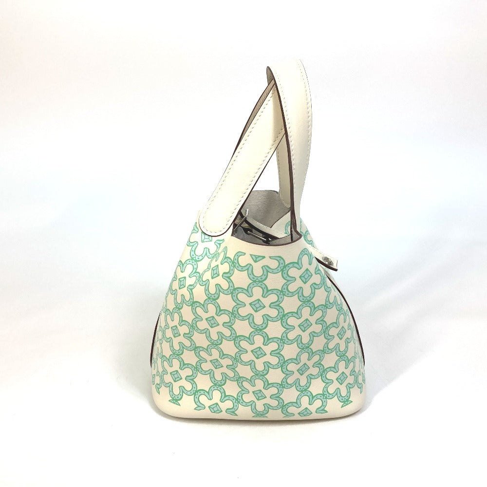 HERMES Picotin Lock Micro 14 Lucky Daisy Handbag Swift Women's Nata Green