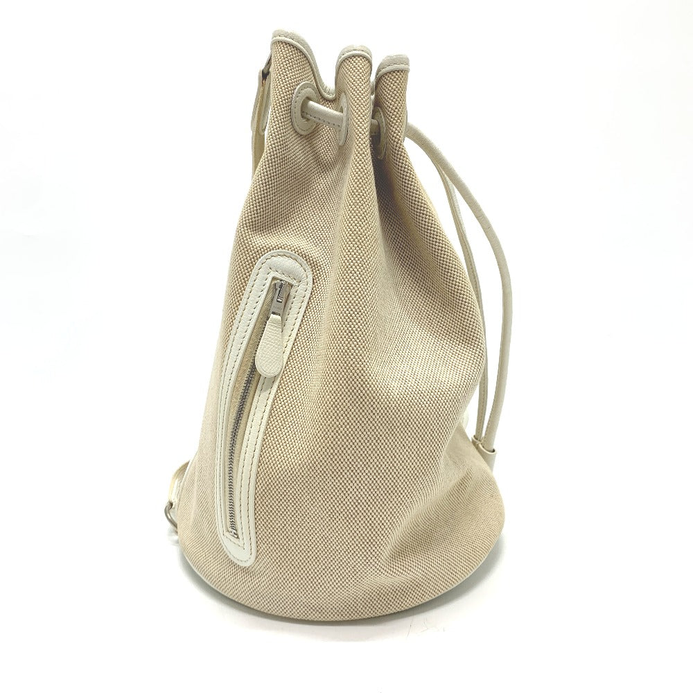 HERMES Sac Marine Recief PM Drawstring One-Shoulder Bag, Toile Officier, Women's, Ivory
