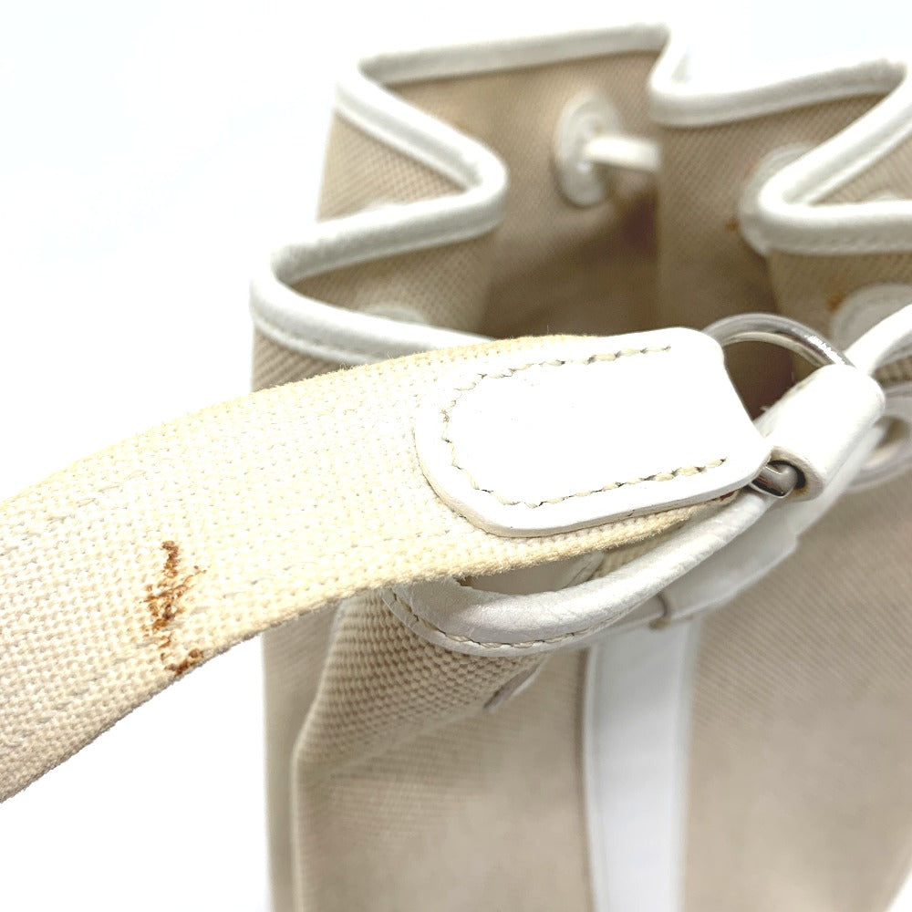 HERMES Sac Marine Recief PM Drawstring One-Shoulder Bag, Toile Officier, Women's, Ivory