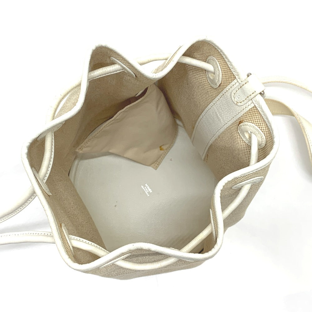 HERMES Sac Marine Recief PM Drawstring One-Shoulder Bag, Toile Officier, Women's, Ivory