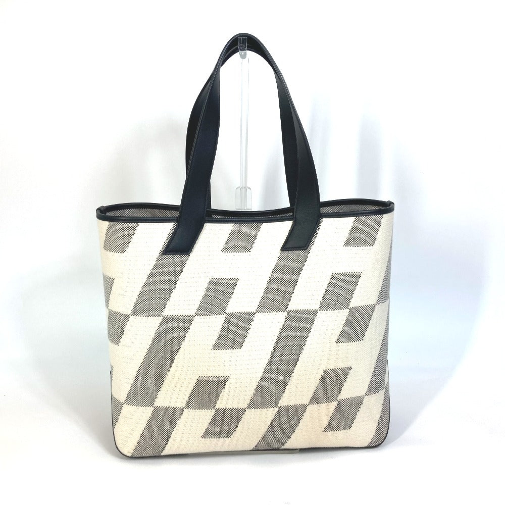 HERMES Cabas Bias H 40 Ambié GM Canvas Handbag Tote Bag, Women's, Black/White/Gray