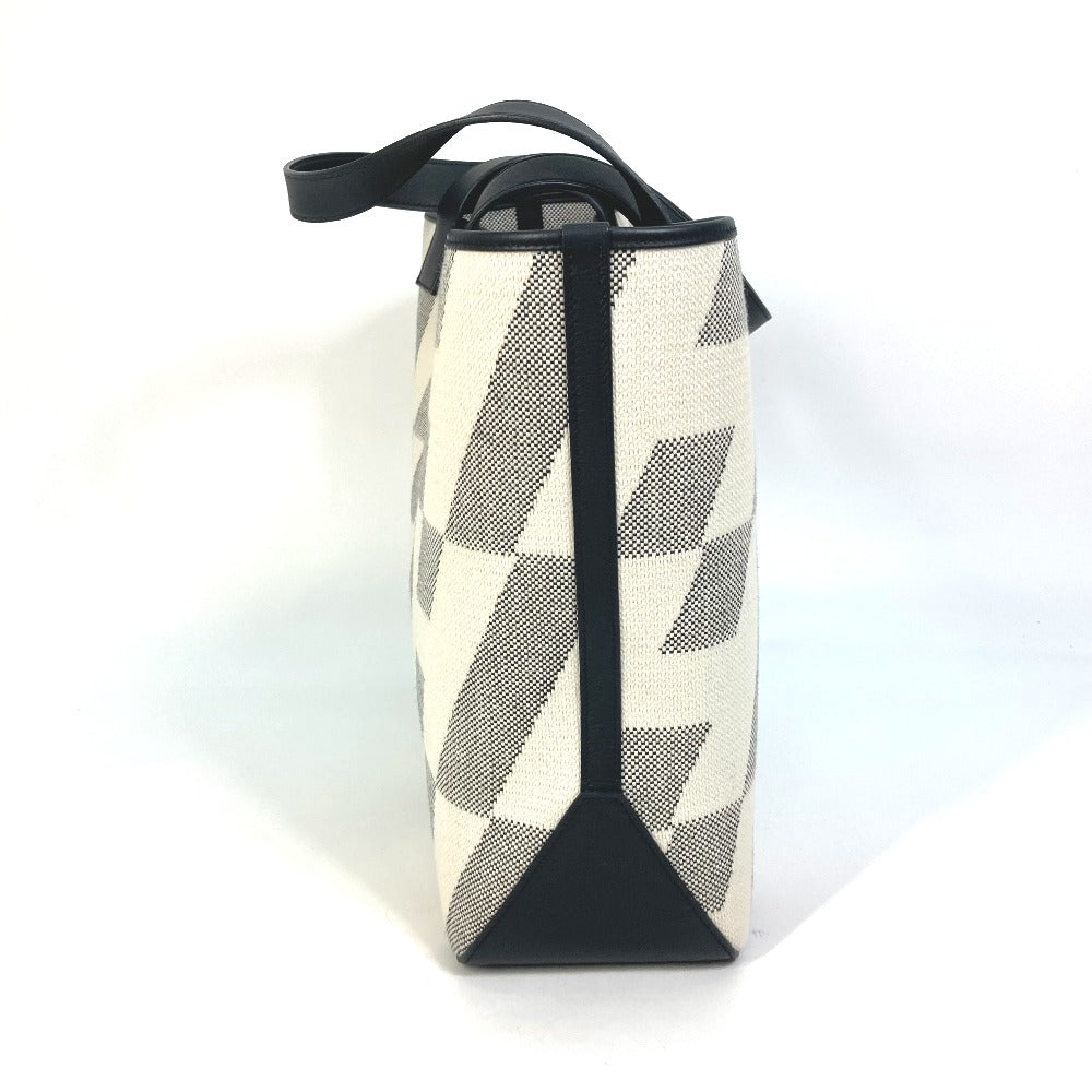 HERMES Cabas Bias H 40 Ambié GM Canvas Handbag Tote Bag, Women's, Black/White/Gray