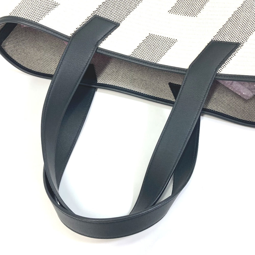 HERMES Cabas Bias H 40 Ambié GM Canvas Handbag Tote Bag, Women's, Black/White/Gray