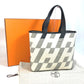 HERMES Cabas Bias H 40 Ambié GM Canvas Handbag Tote Bag, Women's, Black/White/Gray