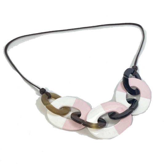 HERMES Dip-Dye Buffalo Horn Necklace, Pink, Women's