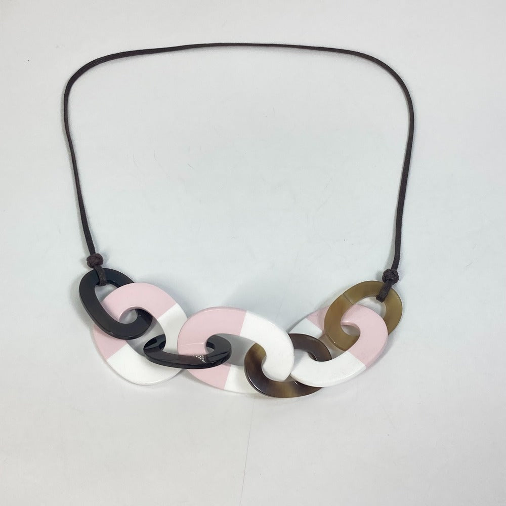 HERMES Dip-Dye Buffalo Horn Necklace, Pink, Women's