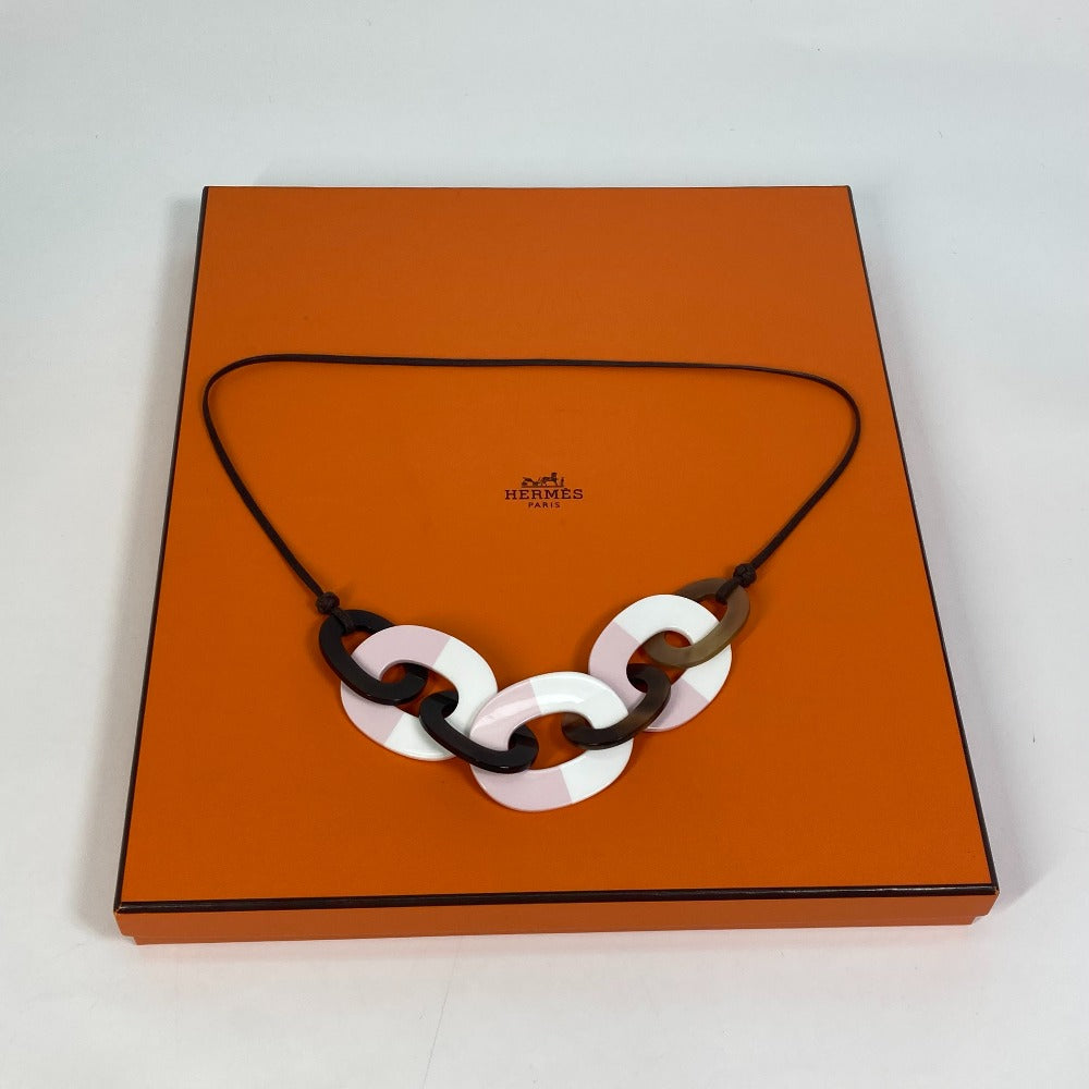 HERMES Dip-Dye Buffalo Horn Necklace, Pink, Women's