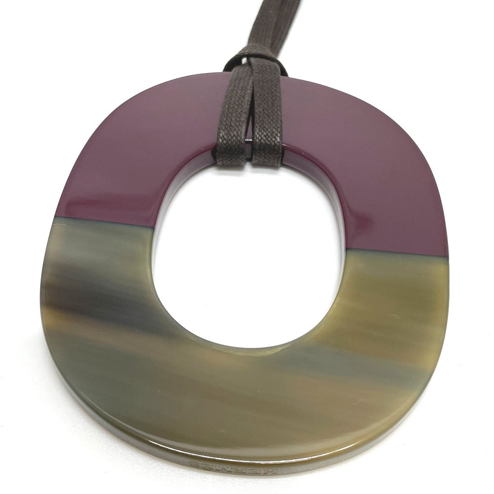 HERMES Buffalo Horn Necklace for Women, Brown and Purple