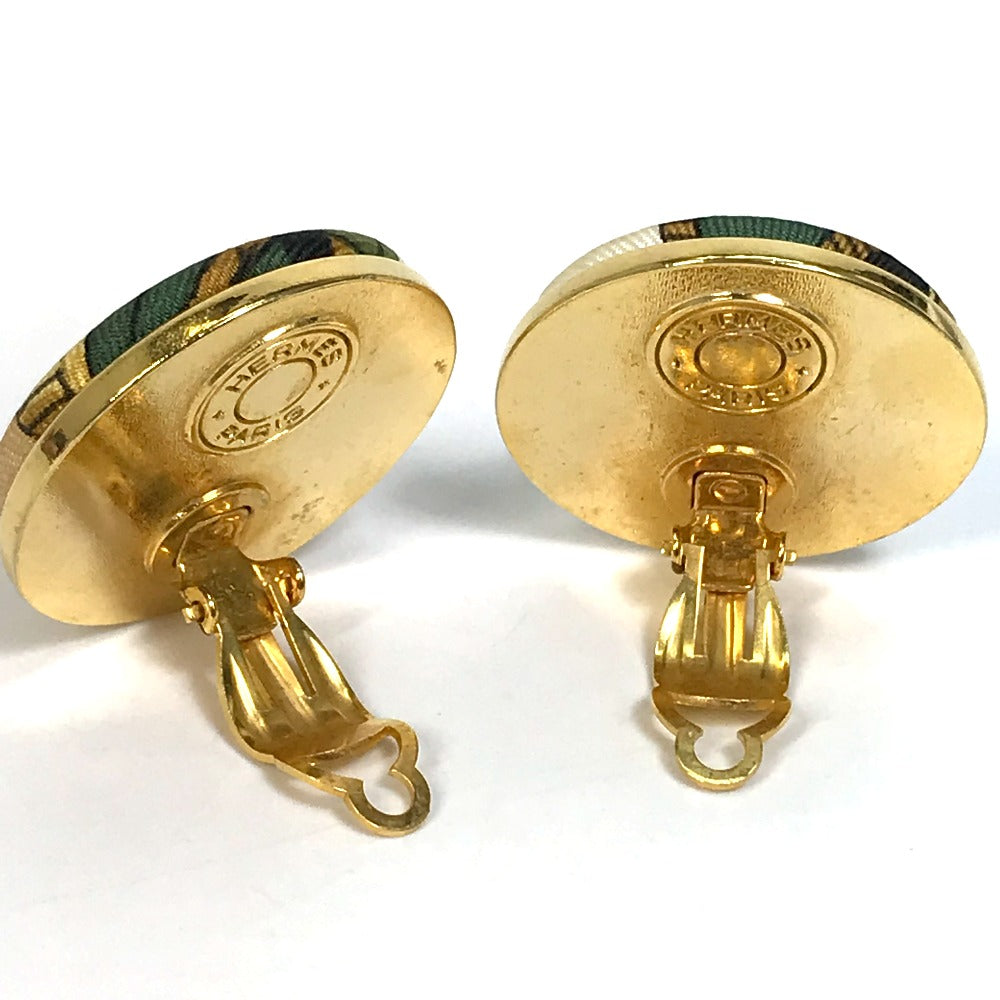 HERMES Round Earrings GP Women's Gold and Multicolor