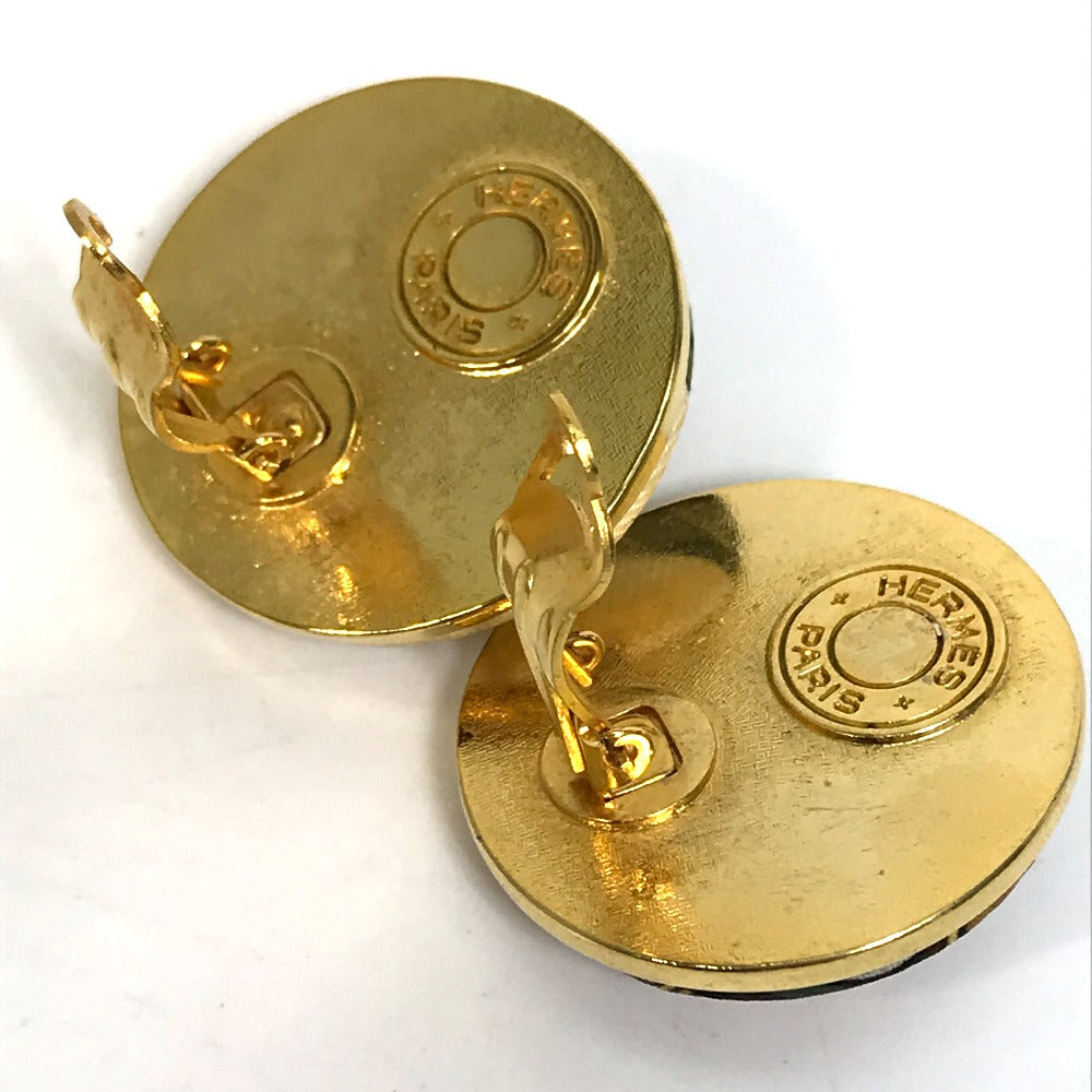 HERMES Round Earrings GP Women's Gold and Multicolor