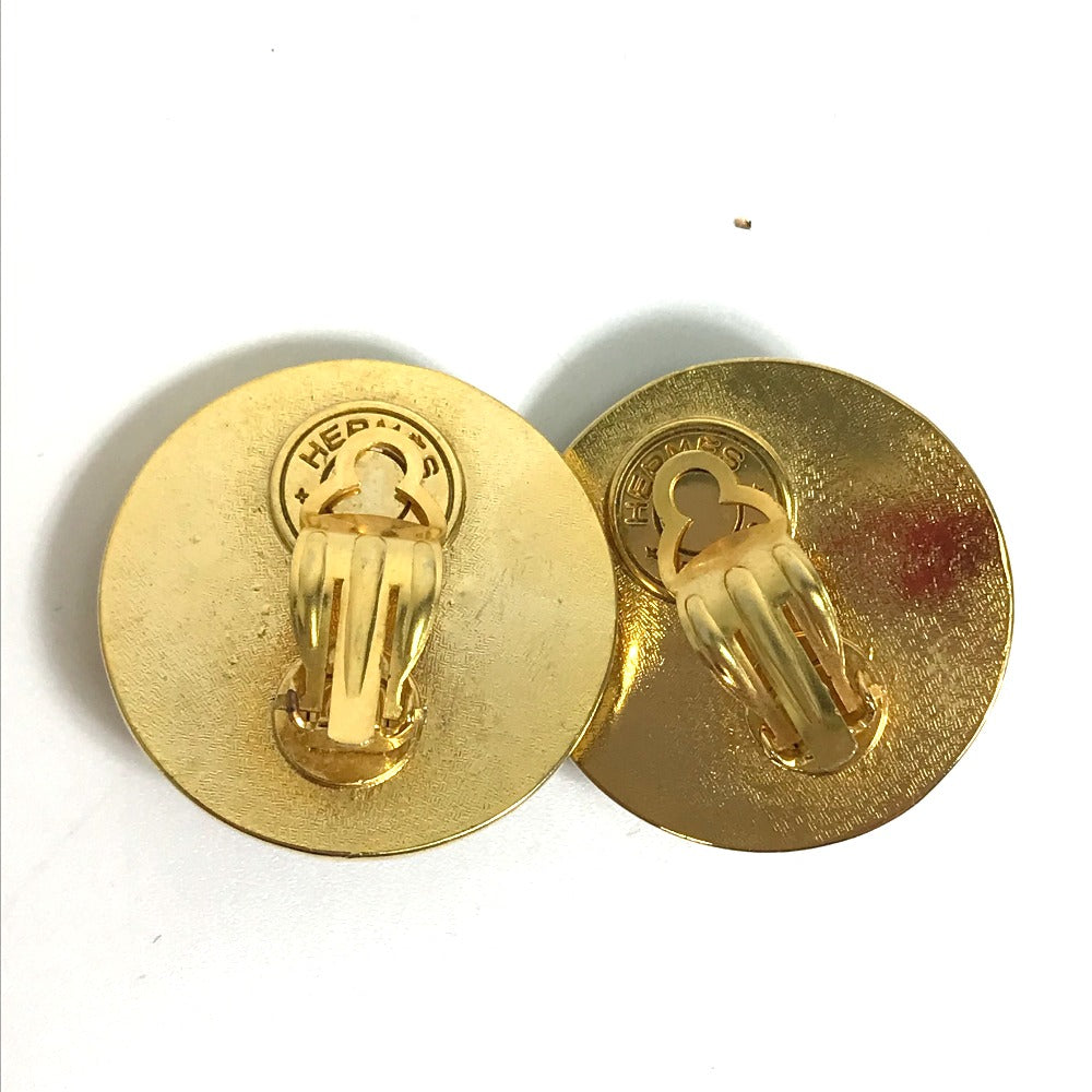 HERMES Round Earrings GP Women's Gold and Multicolor