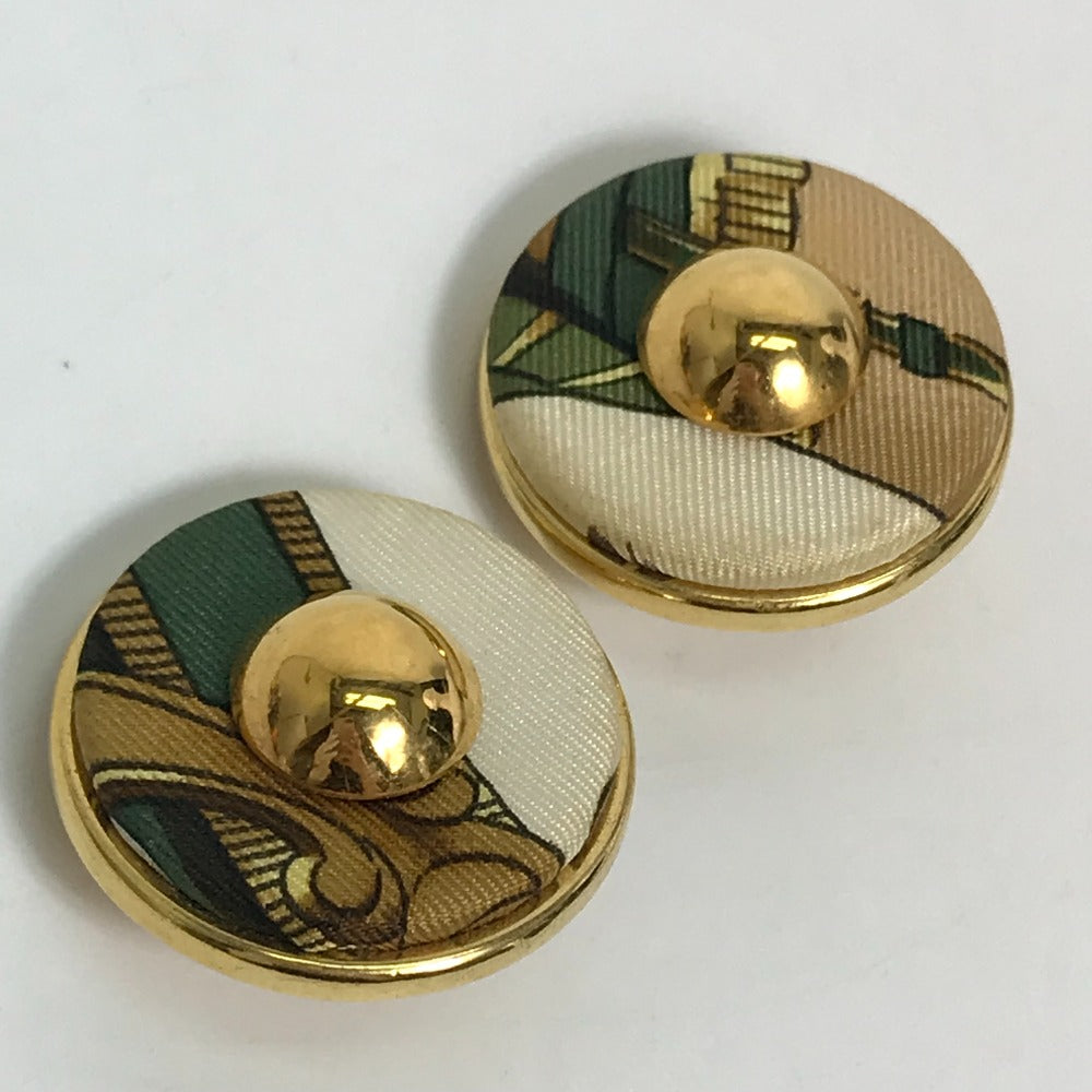 HERMES Round Earrings GP Women's Gold and Multicolor
